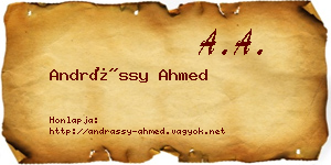 Andrássy Ahmed névjegykártya